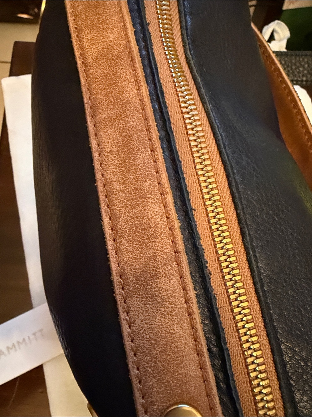 Hammitt Black Leather Crossbody with Gold Stud Accents - Picture 3 of 10